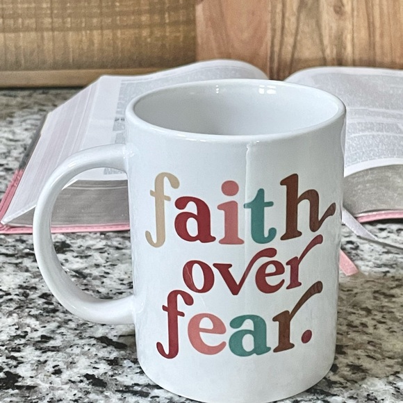 Faith over Fear Mug, Inspirational Coffee Mug, Christmas Gift, Sublimation - Picture 2 of 2